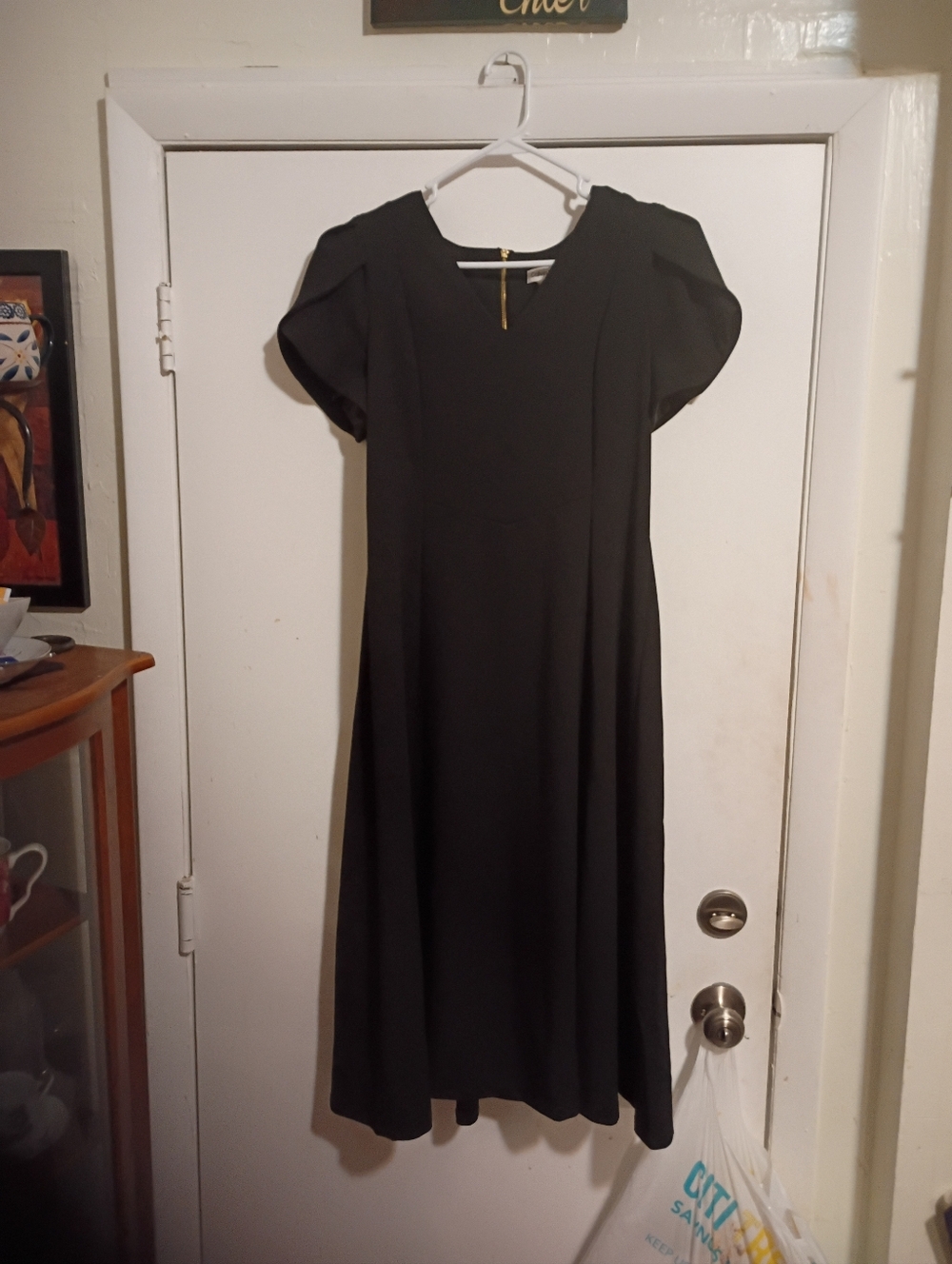 Calvin Klein Black Short-Sleeve Midi Dress